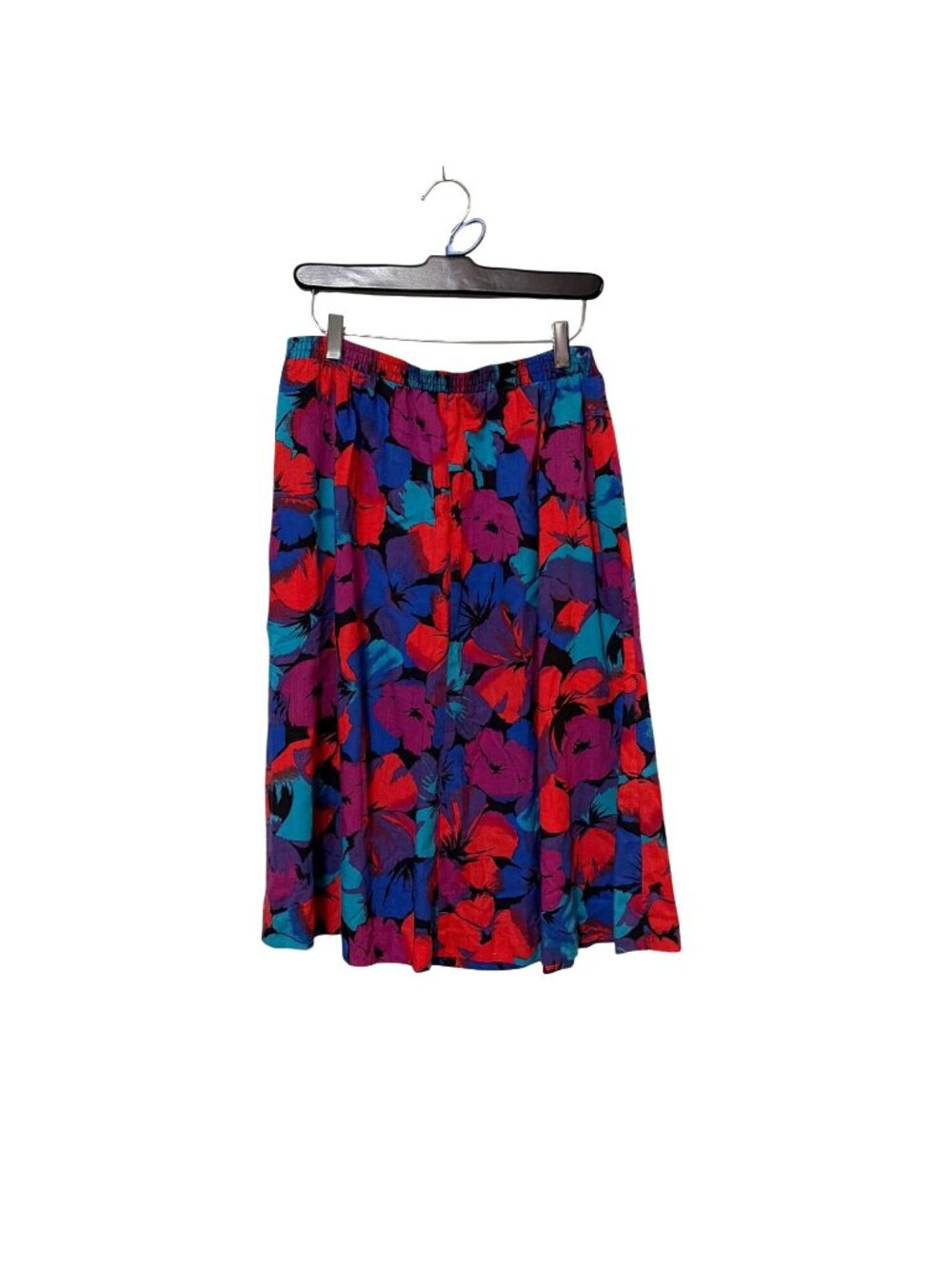 Vtg Copy Cats‎ Woman Floral Midi Skirt Size 32 Elastic Waist Granny Cottage Boho